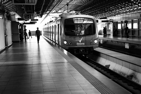 Free Images : black and white, vehicle, train station, public transport ...