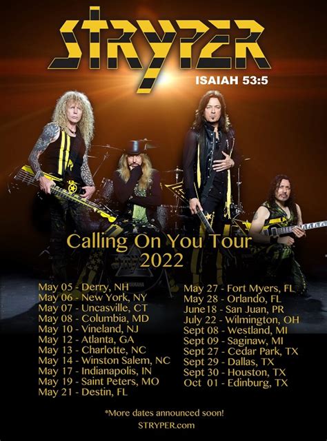 Stryper 2022 ‘Calling On You’ Tour Dates – New York, Dallas, Houston ...