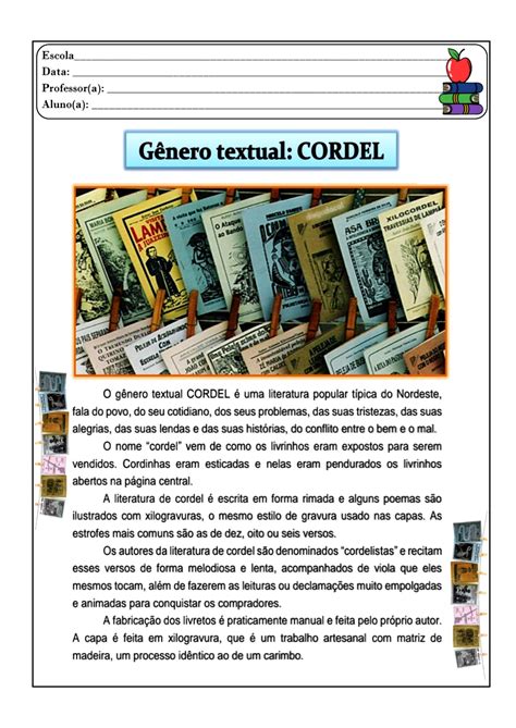 👍Língua Portuguesa: literatura de cordel Atividade de língua portuguesa ...