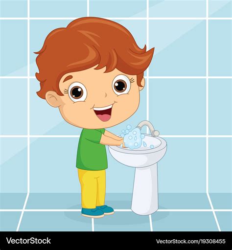 A kid washing hands Royalty Free Vector Image - VectorStock