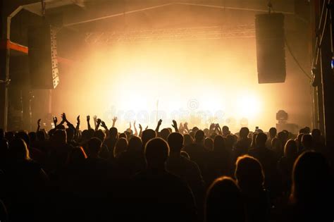 Crowd in Front of a Stage at a Music Festival in the Light of ...