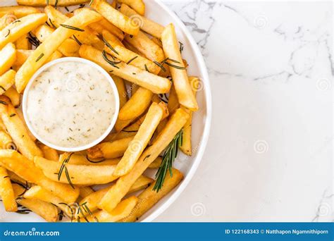 French fries with sauce stock image. Image of fastfood - 122168343