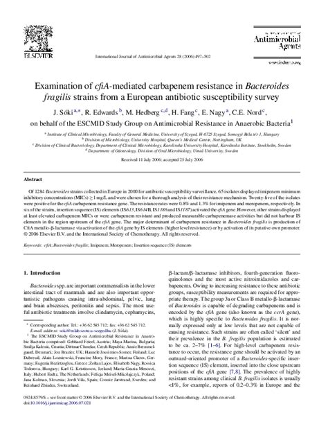 (PDF) Molecular analysis of the carbapenem and metronidazole resistance ...