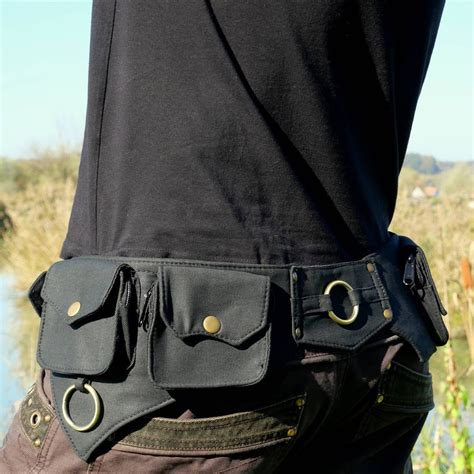 Pockets Belt Utility Belt Belt Bag 5 Pockets Black Cotton the Ailetsbelt - Etsy