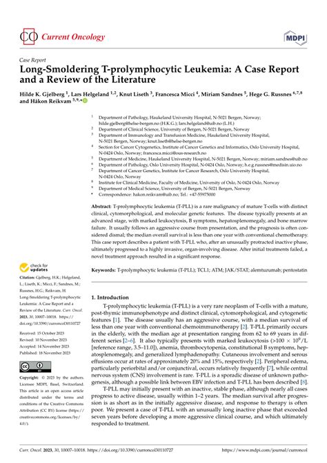 (PDF) Long-Smoldering T-prolymphocytic Leukemia: A Case Report and a ...