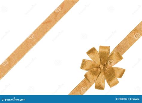 Gold ribbon with the bow stock image. Image of christmas - 7088083