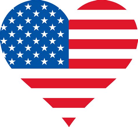 Clipart - Stars and Stripes heart shaped, USA heart flag