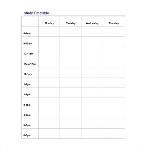 28+ Timetable Template - Sample, Example, Format | Free & Premium Templates