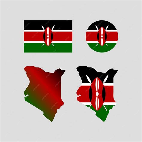 Premium Vector | Kenya national map and flag vectors set