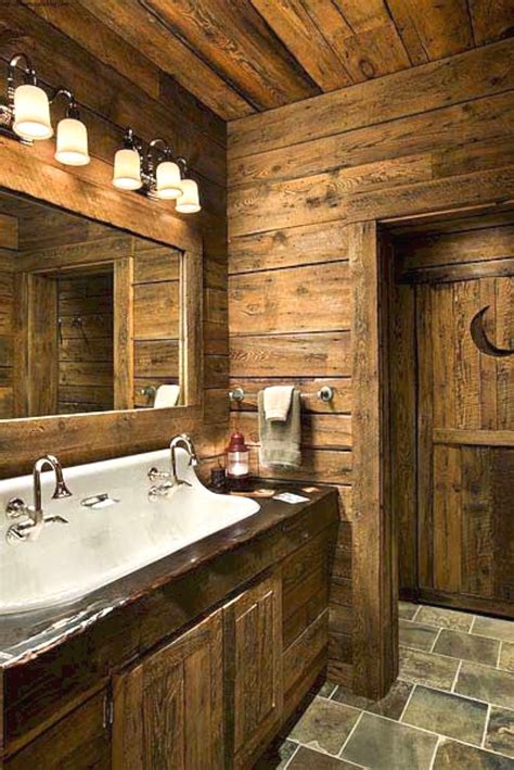 38 Stunning Log Cabin Bathroom Ideas Composition | Fine Art Studio