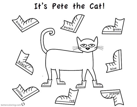 Pete the Cat Coloring Pages Color Eight Shoes - Free Printable Coloring Pages