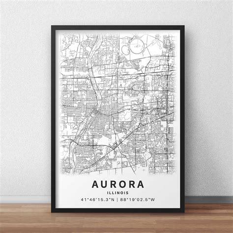 Printable Map of Aurora Illinois USA With Street Names - Etsy