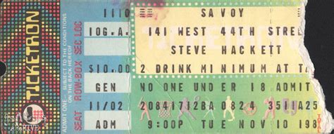 Ticket – SH – The Savoy Theatre – New York City – 10th November – The ...