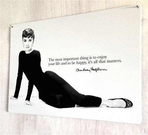 Audrey Hepburn Happy quote metal sign