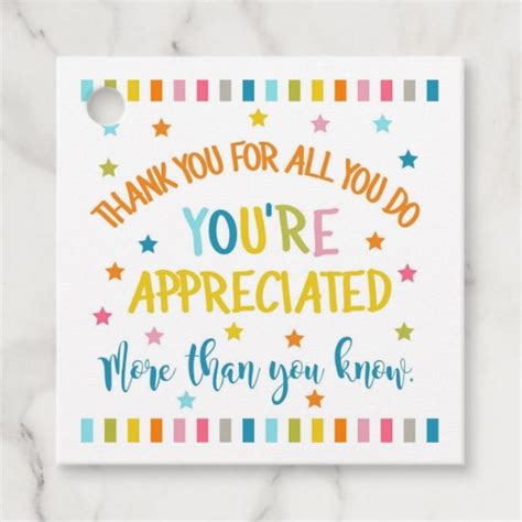 Thank you for all you do, you're appreciated more favor tags | Zazzle.com