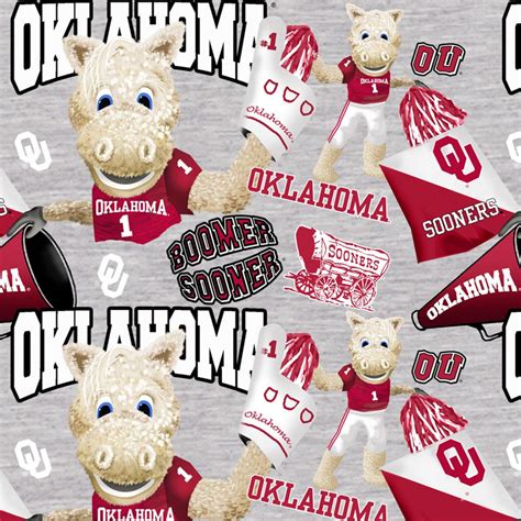 The University of Oklahoma Sooners Mascots Allover on Gray - Etsy