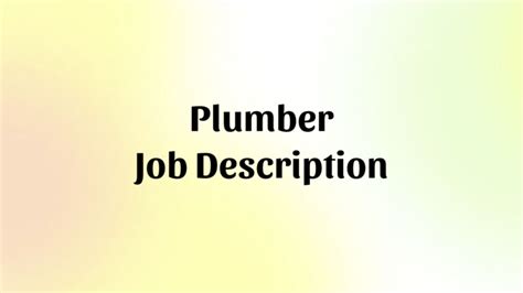 Plumber Job Description Template