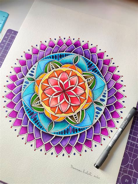 Mandala Watercolor Original Mandala Painting 30x40 Cm Mandala Wall Art ...