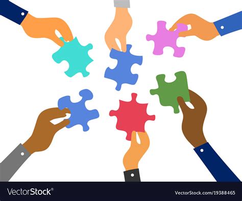 Business teamwork jigsaw puzzles concept Vector Image