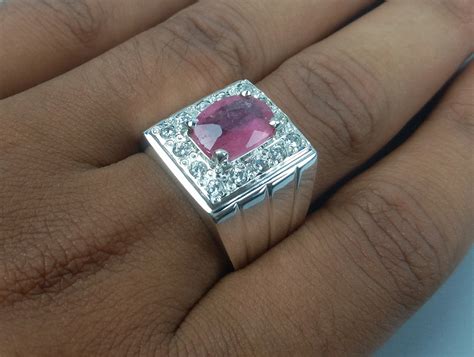 Natural Pinkish Red Ruby Ring Sterling Silver 925 Ring Ruby | Etsy