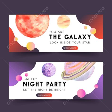 Banner Template With Galaxy Concept Design Watercolor Illustration Template Download on Pngtree