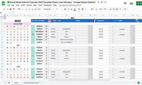 Content Calendar 2024 Template Google Sheets - Corny Doralia