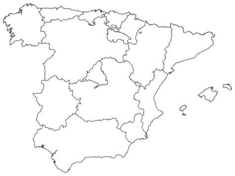 Outline Map of Spain with Regions coloring page | Free Printable ...