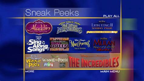 Sneak Peeks From Sneak Peeks Menu Play All 2004 DVD | Sneak Peeks Menu Wiki | Fandom