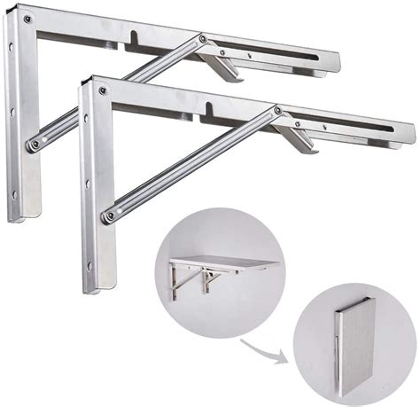 Folding Shelf Bracket 24 Inch, Heavy Duty Stainless Steel Collapsible ...