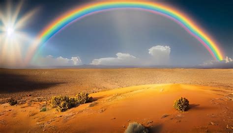 Premium Photo | Rainbow over the sand dunes in the desert