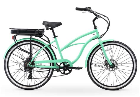 Women's Sixthreezero Electric Beach Cruiser Bike - 26" Around the Block 500W 7 Speed e Bicycle ...