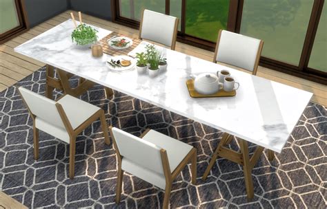 BluebellFlora — Recoloured Blackgryffin’s Mega table with a marble... | Sims 4 kitchen, Marble ...