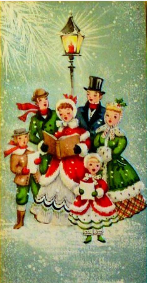 Christmas carolers. | Vintage christmas cards, Christmas images, Vintage christmas images