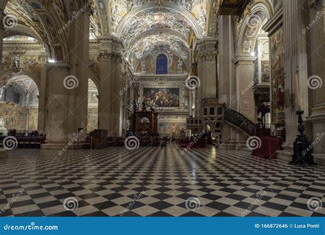 Bergamo, Italy - December 14, 2019: Interior of Basilica Di Santa Maria ...