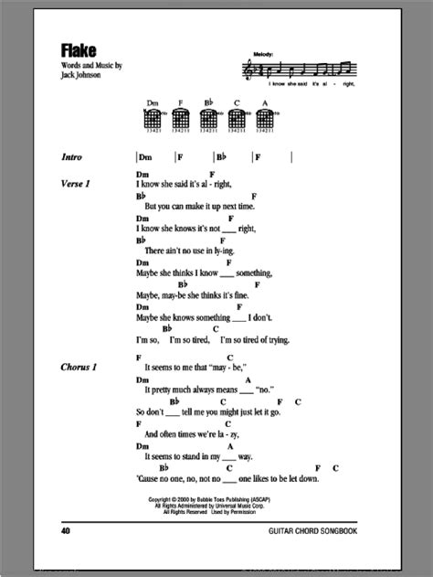 Johnson - Flake sheet music for guitar (chords) [PDF]