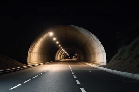 Premium AI Image | Highway tunnel entrance at night