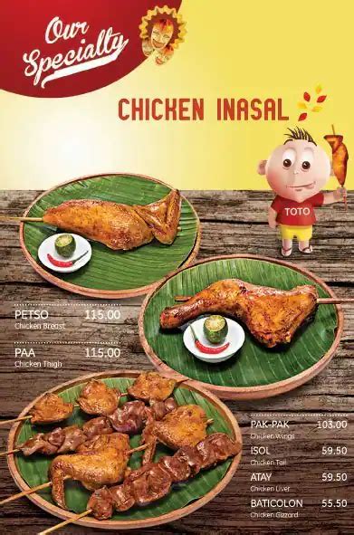 Bacolod Chicken Inasal Menu, Menu for Bacolod Chicken Inasal, Glorietta Complex, Makati City ...