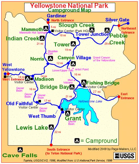 Yellowstone National Park Campground Map | Yellowstone campgrounds ...