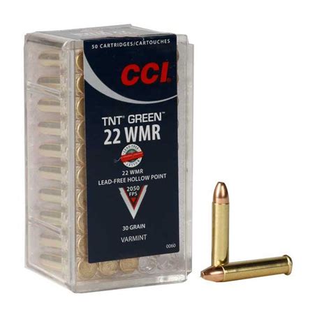 CCI TNT Green 22 WMR (22 Mag) 30gr TNT LFHP Rimfire Ammo - 50 Rounds ...