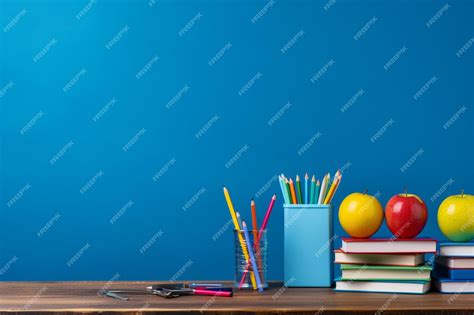 Premium AI Image | School supplies on wooden desk