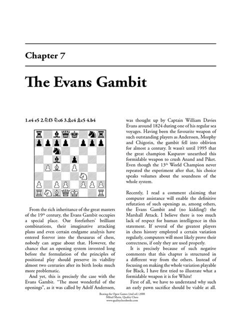 Evans Gambit | Game Theory | Traditional Board Games