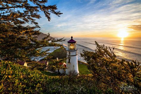 Sunset Light on Heceta Lighthouse - Oregon Photography