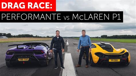 DRAG RACE! McLaren P1 vs Lamborghini Huracan Performante Spyder - YouTube