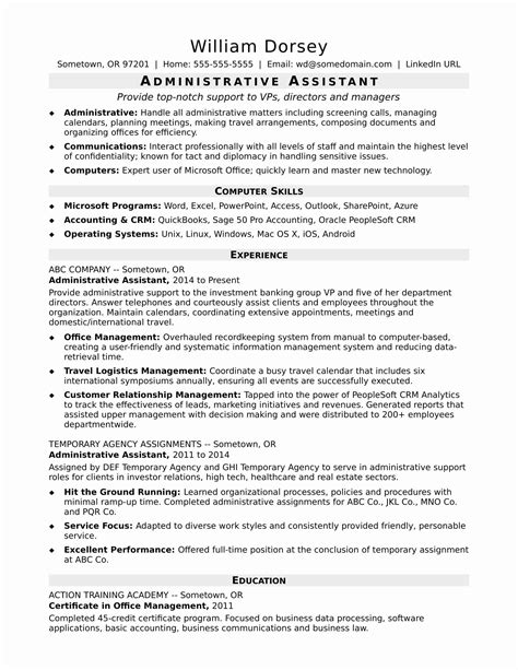 Resume Examples 2020 Administrative Assistant - imágenes de luto