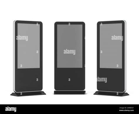 Digital screen display stand. 3d illustration isolated on white background Stock Photo - Alamy
