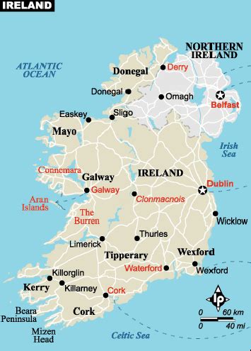 Ireland map EUROPE - Country map of Ireland