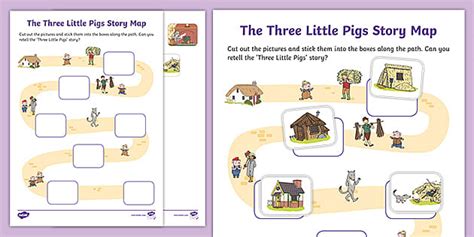 The Three Little Pigs Cut and Stick Story Map Activity