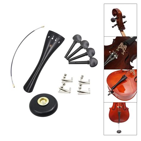 Black Universal Cello Accessories Kits Units Professional Ebony Material Violoncello Parts ...