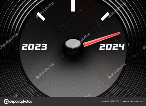 Illustration Detailed Speedometer Close Showing End 2023 Beginning 2024 ...