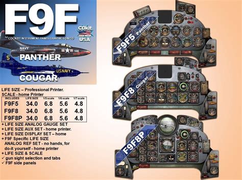 F9F GRUMMAN PANTHER COUGAR COCKPIT instrument panel CDkit | #1876195872